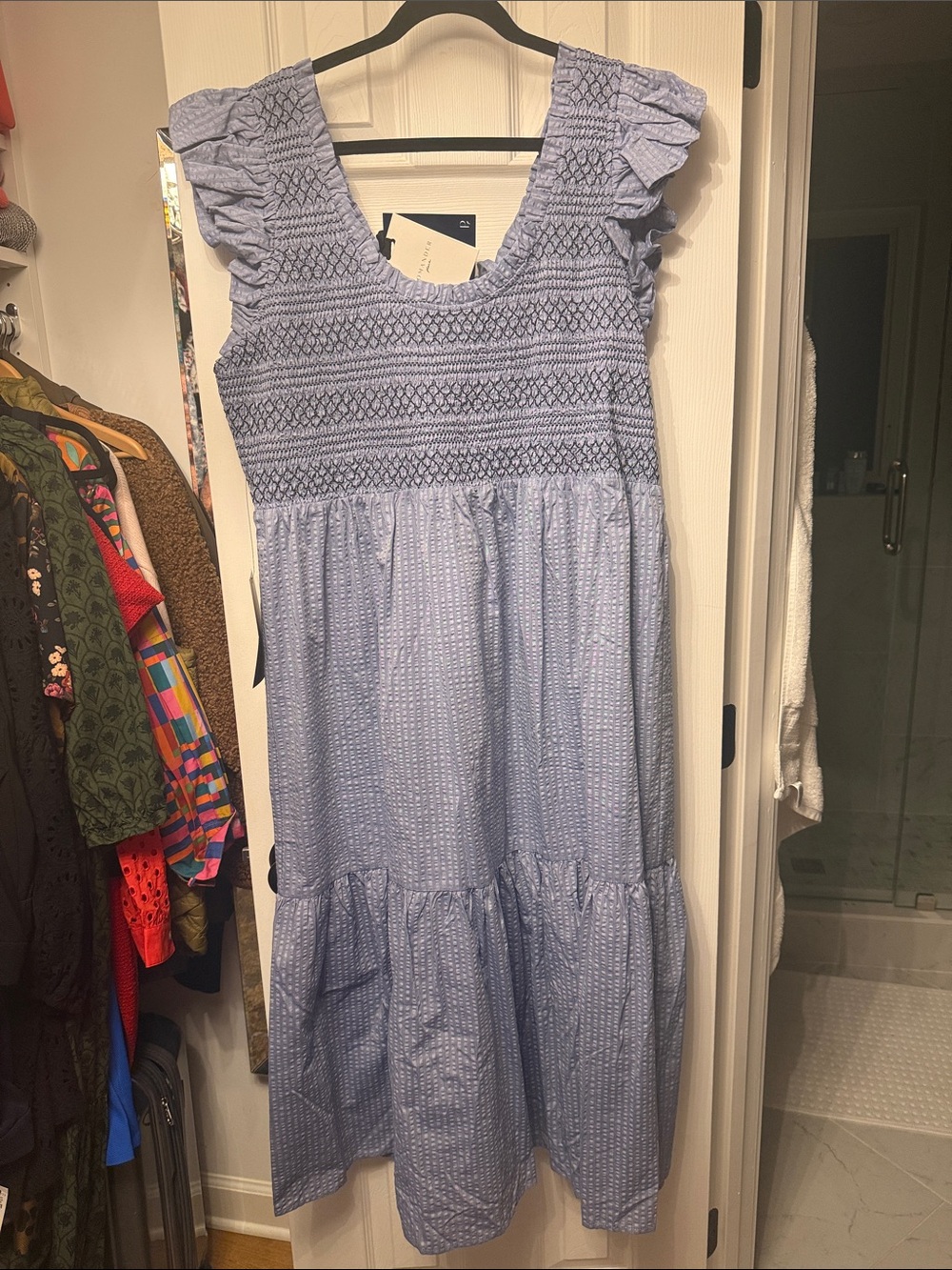 Tuckernuck pomander place- Light Blue Smocked Midi Dress with Ruffle XXXL